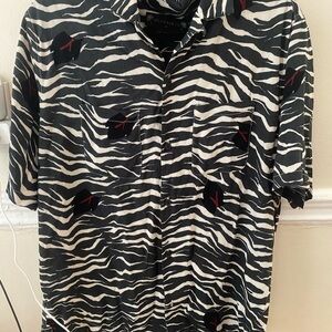 All Saints Black and White Zebra Print Shirt